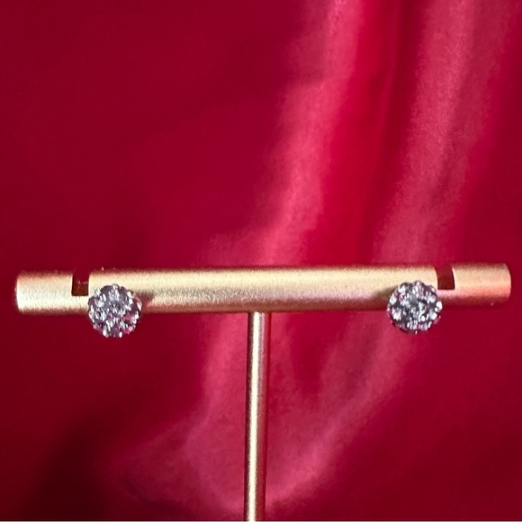 14K Solid Gold Black Crystal Ball Stud Earrings – Preowned Sparkly Bead posts - Picture 6 of 17